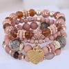 Bohemian Multilayer Elastic Rope Bracelet with Alloy Heart Pendant