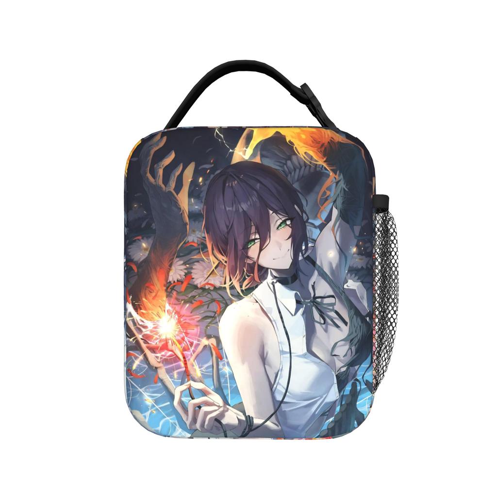 C-Chainsaws Man Anime Insulated Lunch Bag High Capacity Cute Pochita Meal Container Thermal Bag Tote Lunch Box Food Handbags