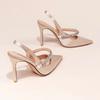 Fashion Silk Luxury Sexy Pointed Toe High Heels Womens Elegant Rhinestone Party Dress Ladies Brand Pumps Mules Sandals Zapatos De Mujer