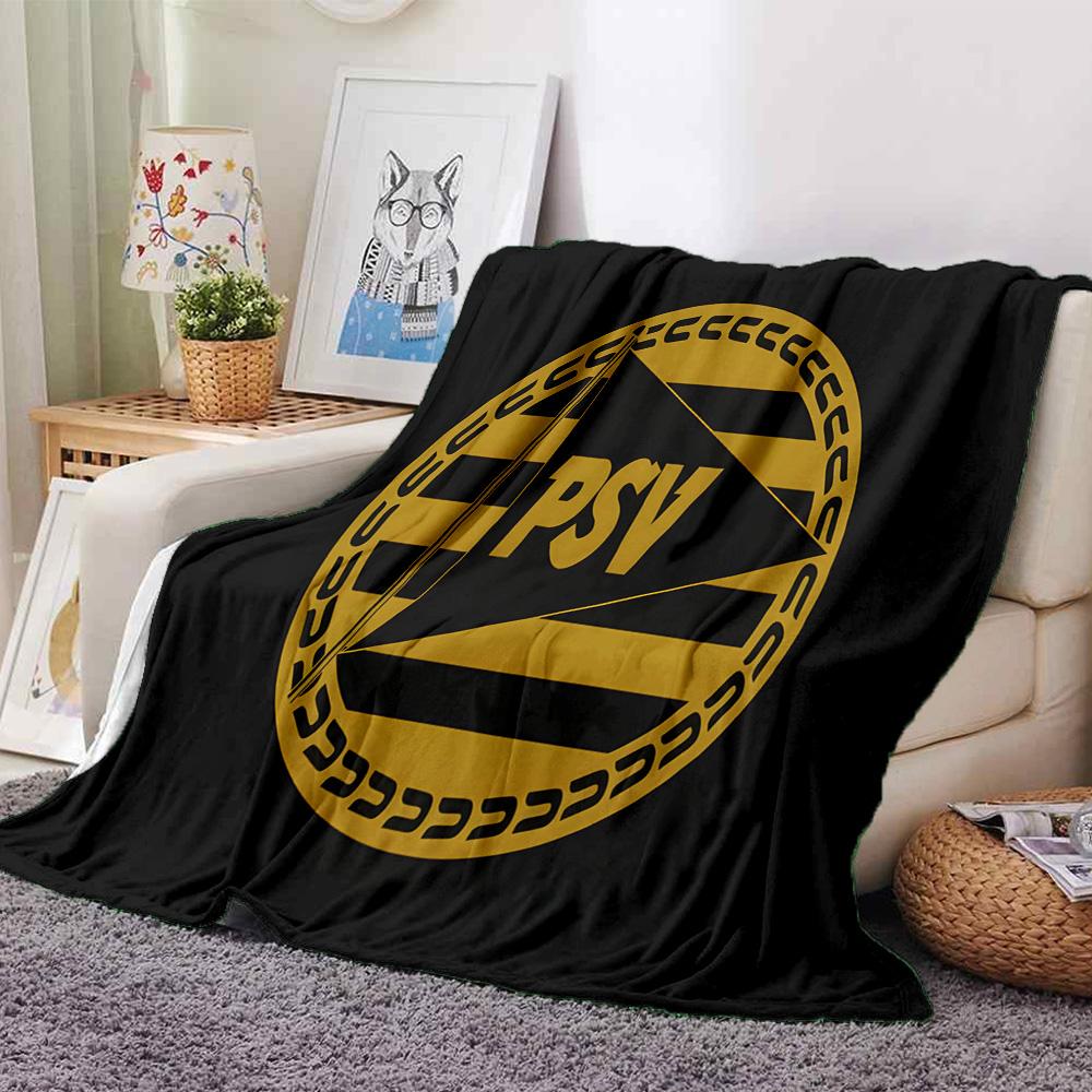 Psv Sportemblem Flanelldecke, Weiches Polyester, Modernes Design, Ganzjahres für Camping, Reisen, Geschenke für Feiertage oder Geburtstage