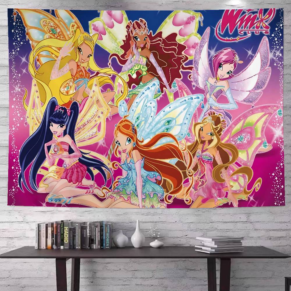 GirlWWinx Catoon Clubs Hanging Bohemian Tapestry Indian Buddha Wall Decoration Witchcraft Bohemian Hippie Cheap Hippie Wall Ha