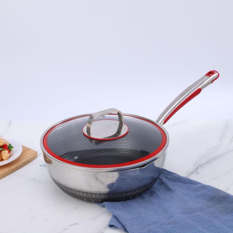 ZISIZ 304 Stainless Steel Non-Stick Deep Frying Pan