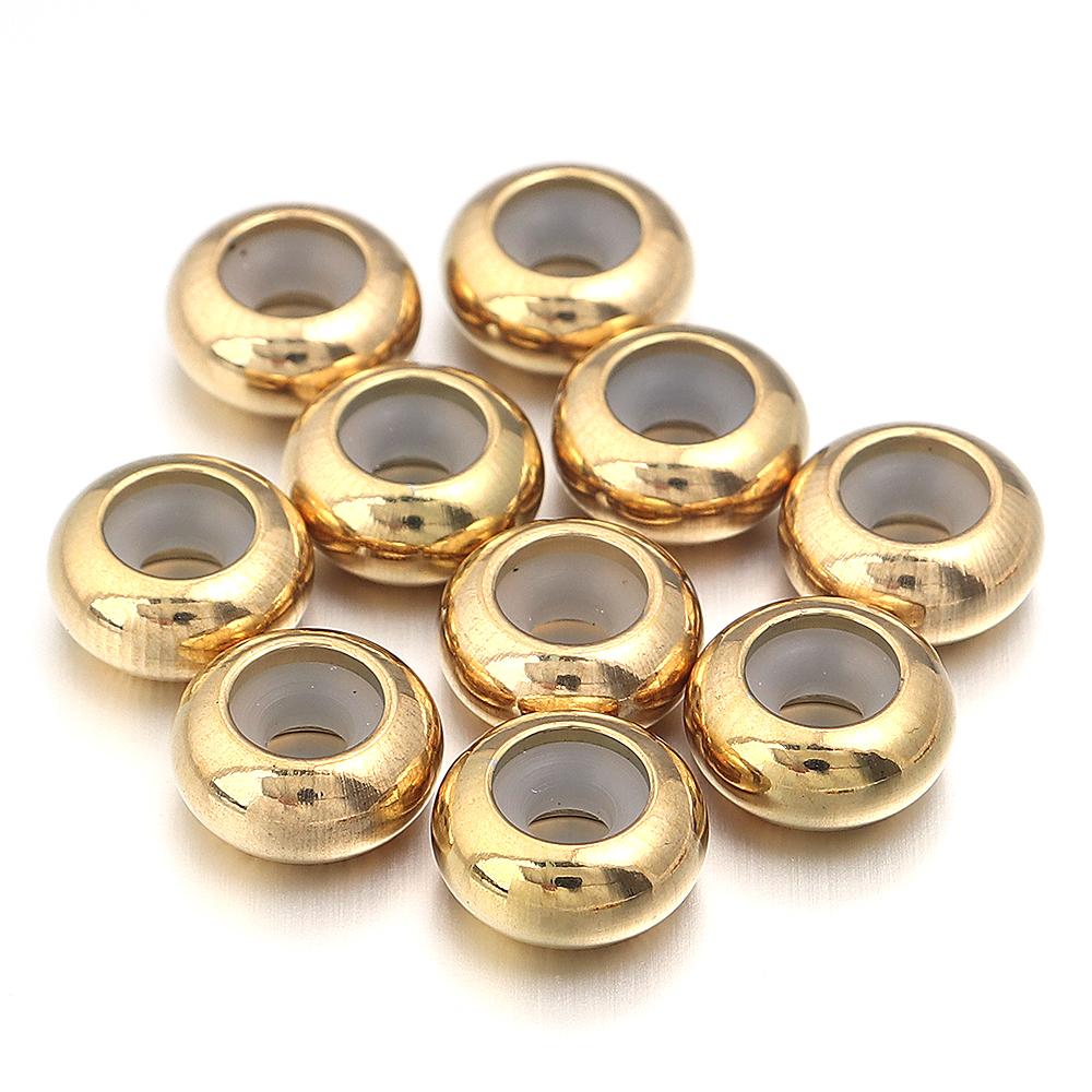 10pcs/lot Stainless Steel Crimp End Beads Stopper Spacer Beads With Rubber Silicone For DIY Bracelet Jewelry Making Supplies