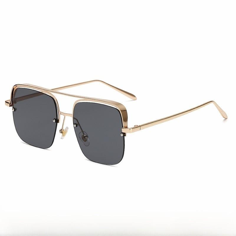 Half Frame Square Ocean Glasses With Pink Lenses For Fashionable Outdoor Wear