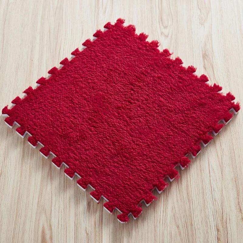

6PCS EVA Foam Puzzle Carpet Soft Plush Children Room Play Mat Interlocking Warm Baby Crawling Mat 30*30cm 30x30x1cm-6pcs красный