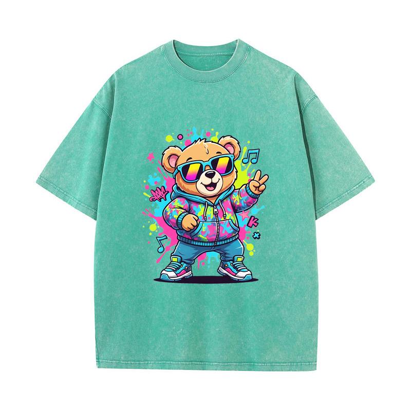 SX-26 MINISO 2026 Summer Vintage Wash Printed Pure Cotton Shoulder Style Men's and Women's Round Neck Short Sleeved Couple T-shirt