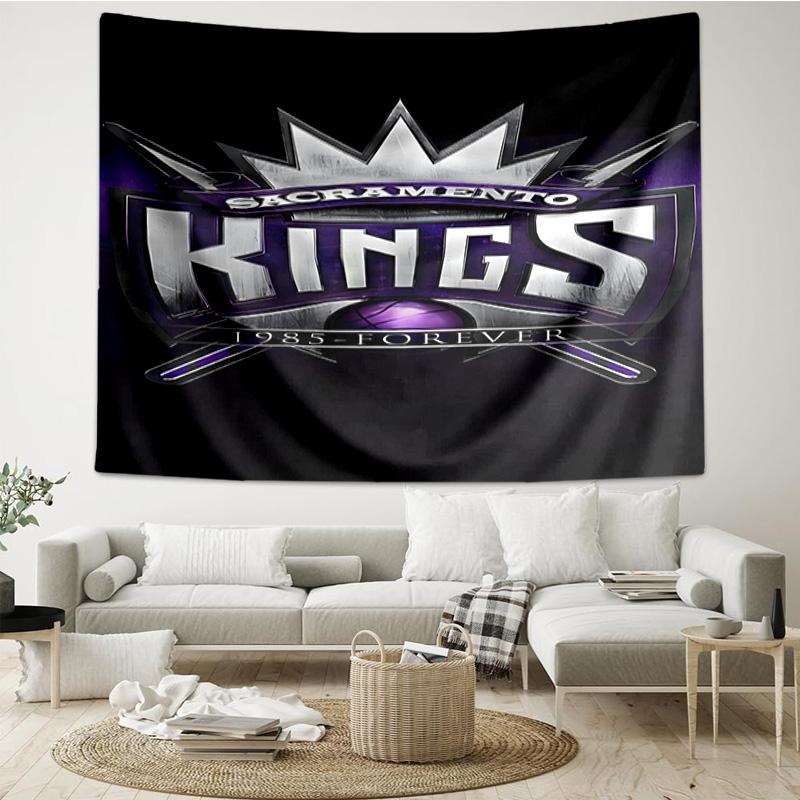 Kings Basketball Team Logo Schnelltrocknendes Wandteppich zum Aufhängen für Schlafzimmer, Wohnzimmer, Spielzimmer, Dekorations-Kunstzimmer Wandteppich Feiertags- und Geburtstagsgeschenke