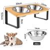 Elevated Cat Bowls 15° Tilted Raised Cat Food Bowls with Wooden Stand Anti Vomiting 2Stainless Steel Bowls for Cats and Puppy