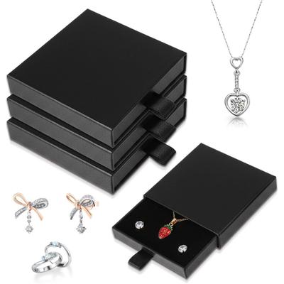 4 Pcs Square Jewelry Gift Boxes Cardboard Jewelry Packaging Boxes with Lids Soft Sponge Gift Boxes for Rings Necklaces Bracelets Earrings