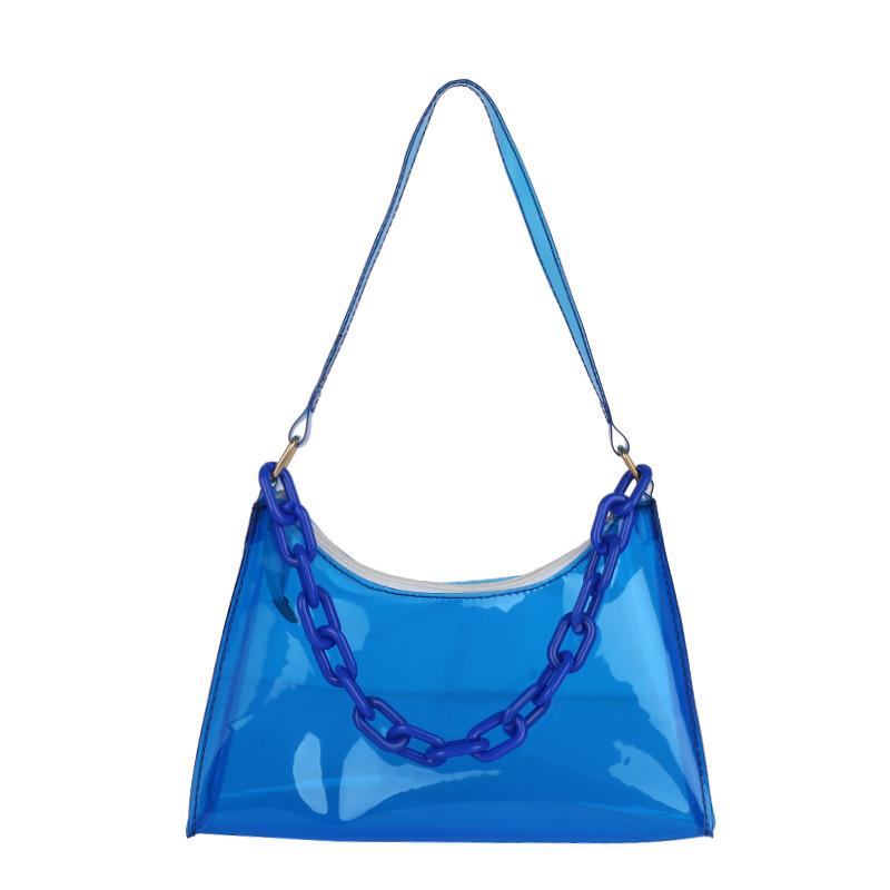 Летняя новая мода свежая желейная сумка однотонная прозрачная женская — фото 12