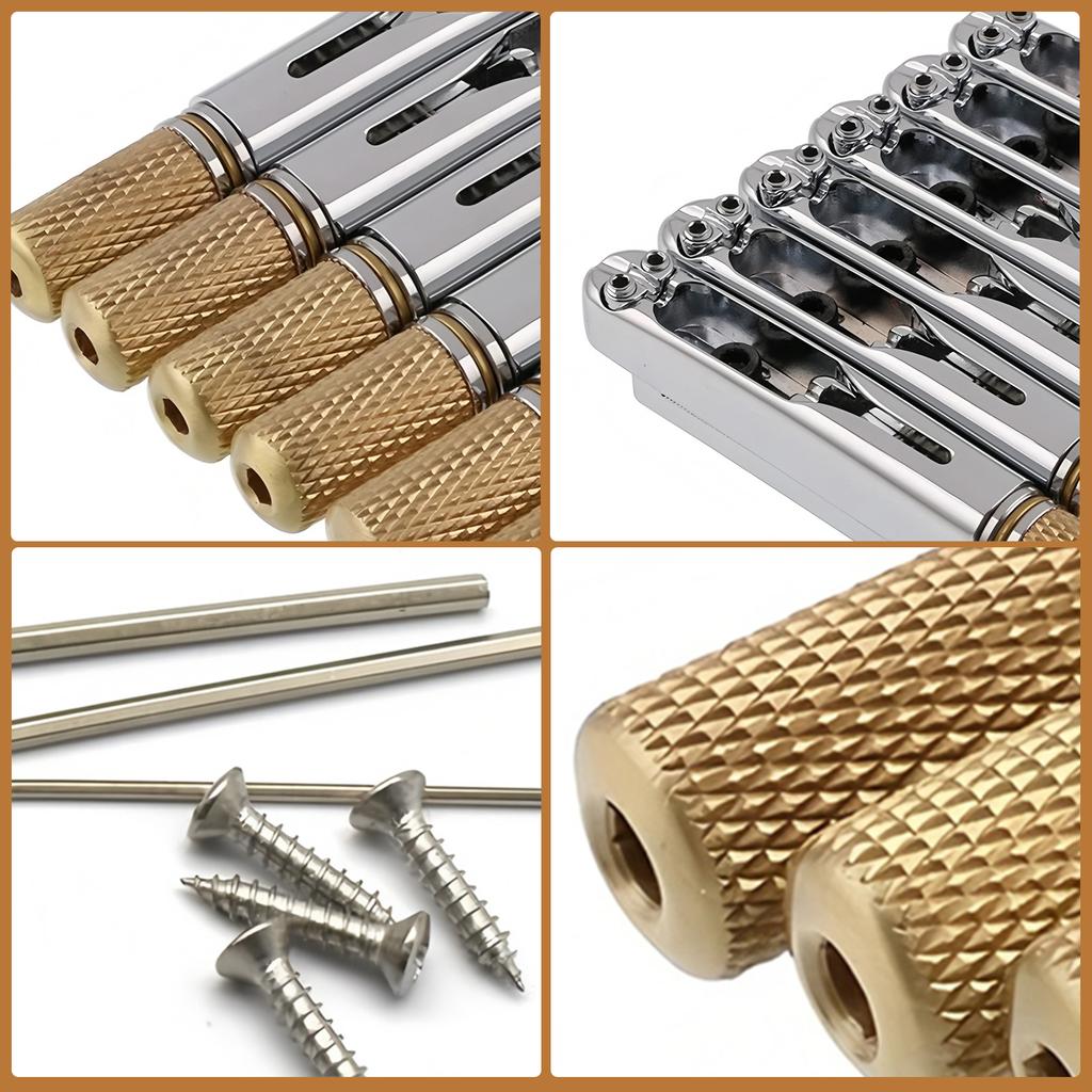 10.5mm 6 String Headless Electric Guitar Bridge Zinc Alloy Locking String Guitar Bridge for DIY Building Replacement and Upgrade