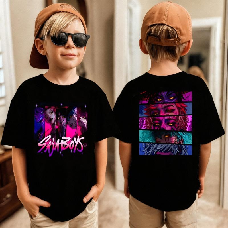 Summer Teen Cotton T-shirt Cartoon Cartoon Print Top Kids Clothes Street Sport Fashion T-shirt Baby Boys Girls Cute Short Sleeve
