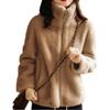 Korall-Samt Pullover mit doppelseitigem Reißverschluss: Damen Verdickte Jacke mit hohem Kragen für Herbst und Winter