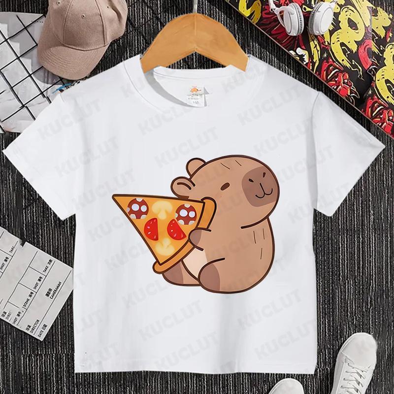Dětské oblečení Kawaii Kreslený Anime Kapybara Tričko s krátkým rukávem Roztomilý Milovník Kapybar Zvíře Kapybary Harajuku Tričko Dárek
