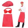 1950s Adult Waiter Costume Kits Waitress Costume Carnivals Hot Dogs Sodas Jerk Costumes with Stripe Apron,Caps Bowtie