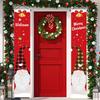 J1UL1N Christmas Porch Decoration Xmas Gnome Porch Signs Welcome Banners Holiday Door Decoration For Christmas Party