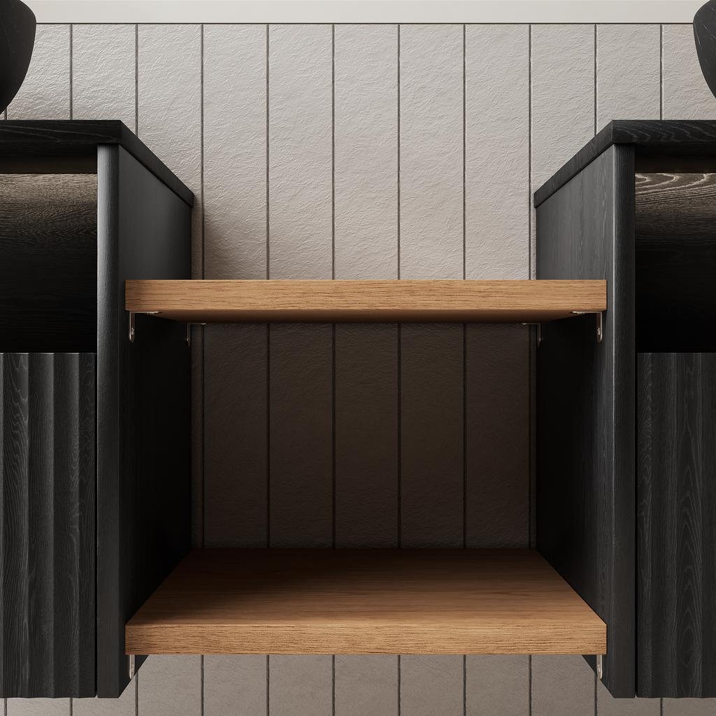 40cm Bathroom Washstand with Storage Shelf, Universal Replacement Shelf with Mounting Material for Cabinet or Usable Alone, Natural Wood Grain