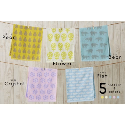 Kosugizen Face Towels, Everyday Nordic Style, Keytos, 5 Colors (5 Patterns), 1 of Each, 34 x 80 cm, Nordic Motif, Thin, Quick-Drying, Set of 5, SV-231
