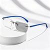 Luxury Metal Frameless Photochromic Reading Glasses Fashionably Lightweight Business Blue Light Blocking Eyewear 0 To +4.0