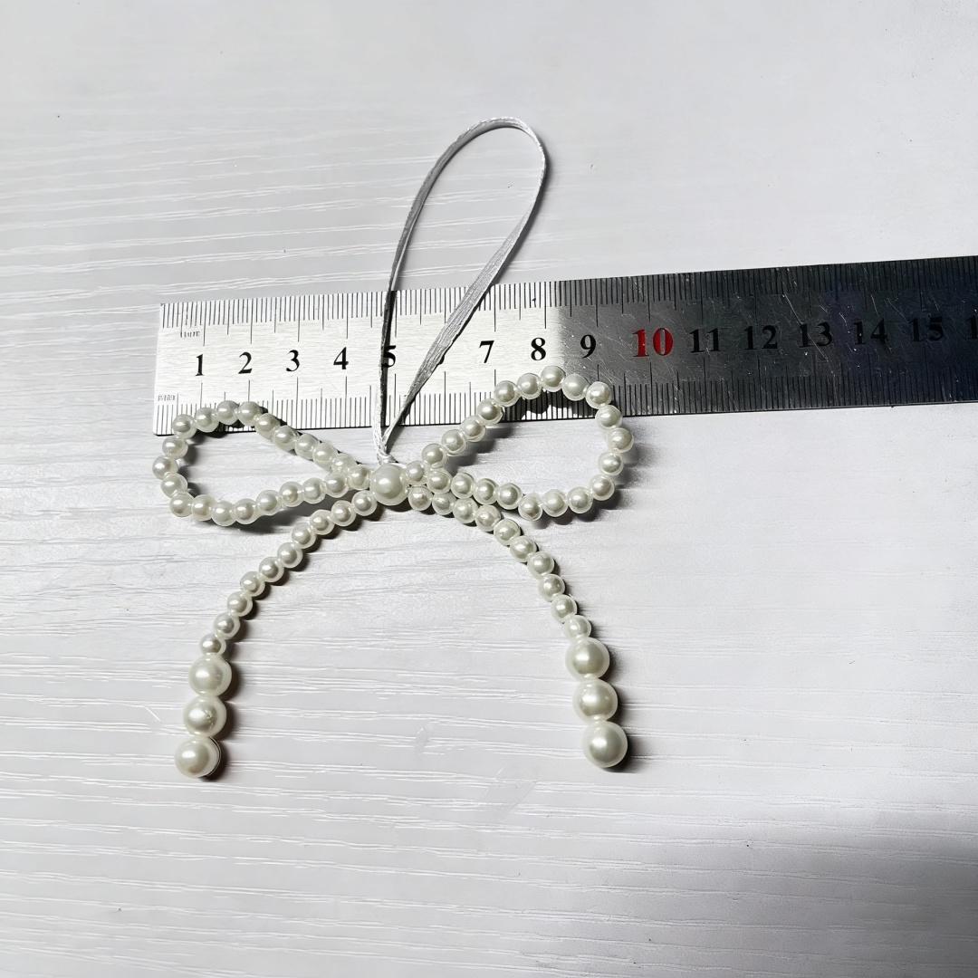 

Pearl Bow Christmas Pendant Decorative White Bow Hanging Ornament Christmas Fringe Pendant Reliable For Holiday Party Gift