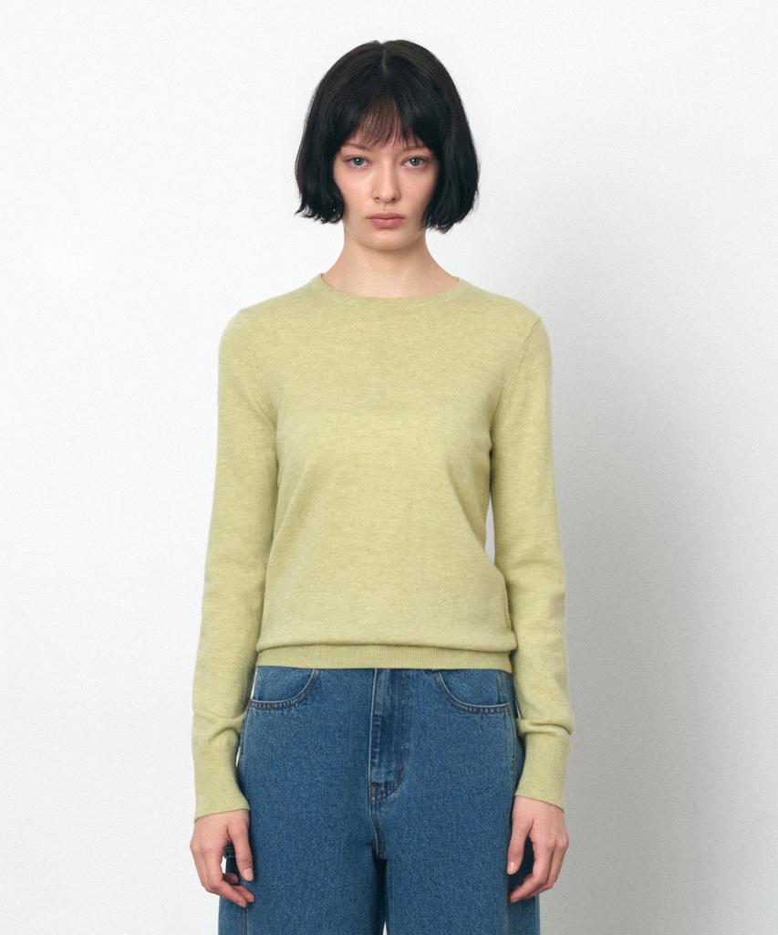 Siyajyu Sikn2175 Basic Round Neck Long Sleeve Knit_Yellow Green