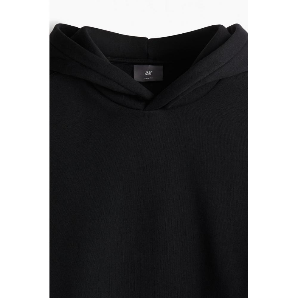 H M Side Stripe Hoodie Loose Fit Black