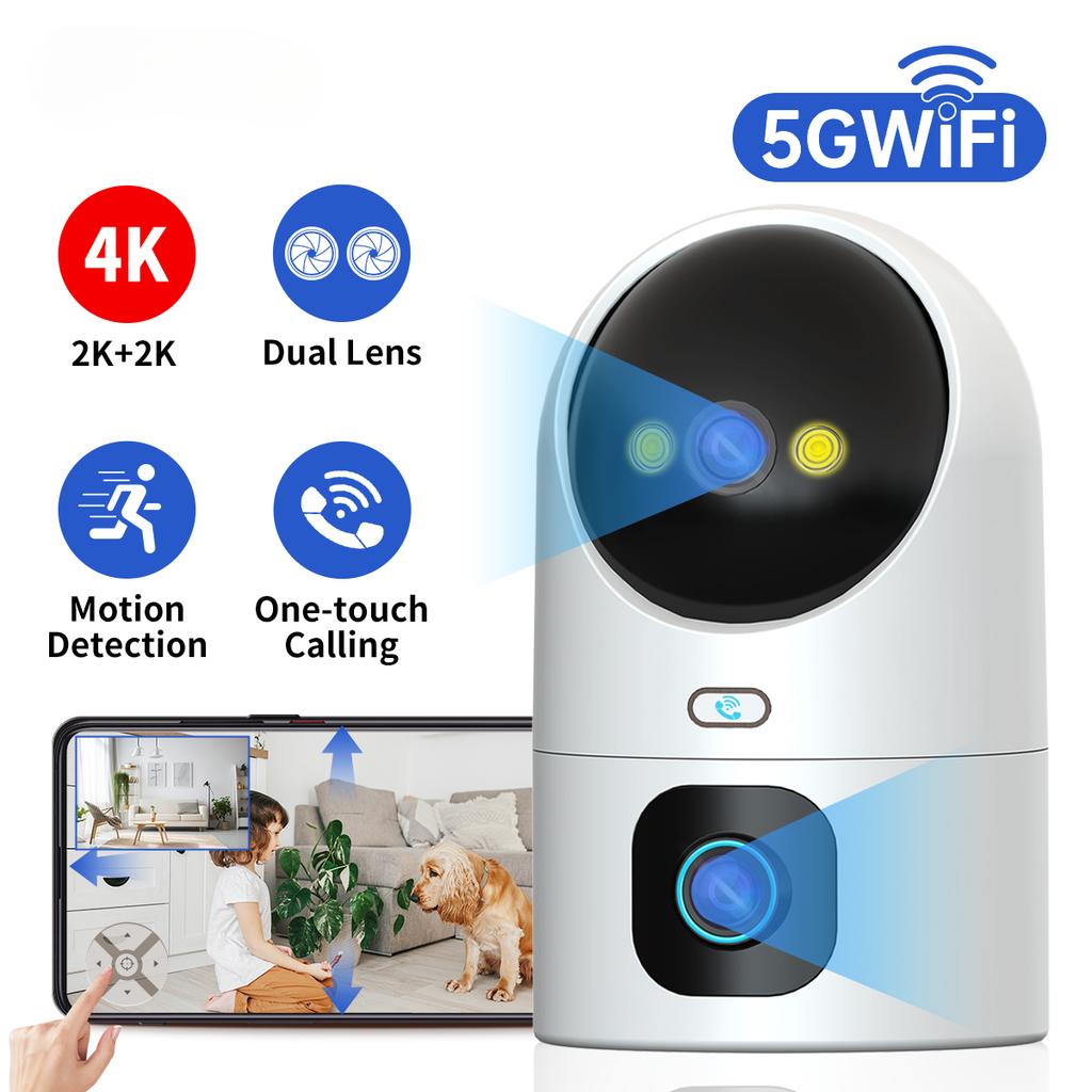 1pc Ultra HD Camera 5G WiFi Dual Lens Camera, Home Security Surveillance, Colour Night Auto Tracking Video Surveillance