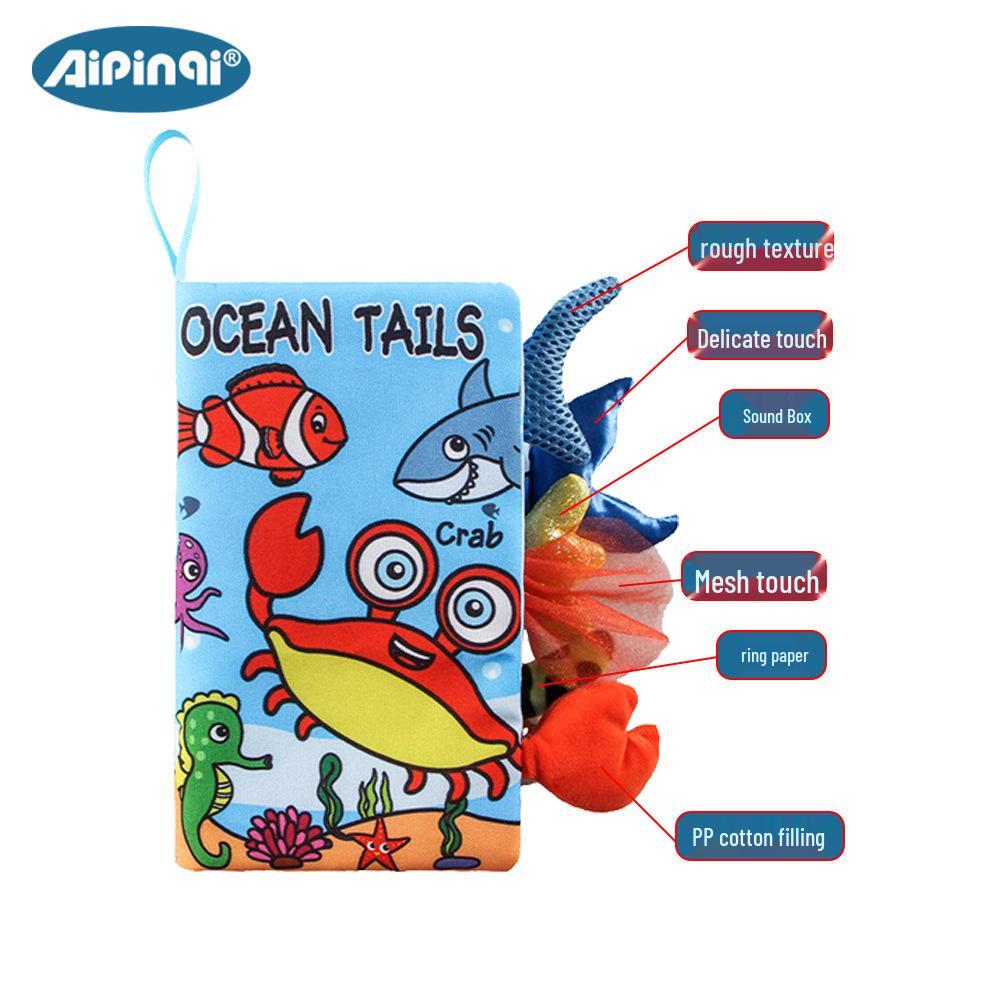 Aipinqi Baby Animal Tail Cloth Book – Tear-Resistant, Crinkle Paper Educational Toy for Early Learning.