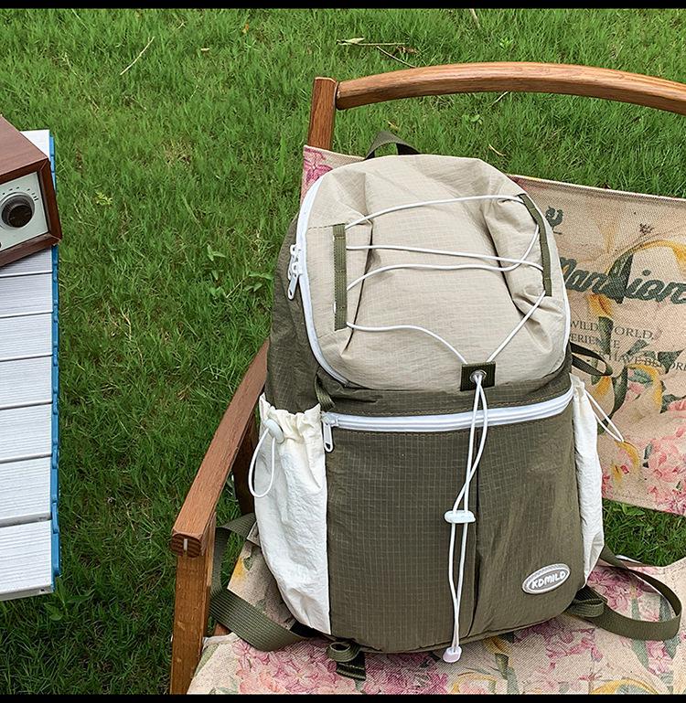 Color Block Outdoor Backpack Lightweight Retro Travel Bag for Hiking, Mountaineering, Picnic, and School - Women's Small Backpack