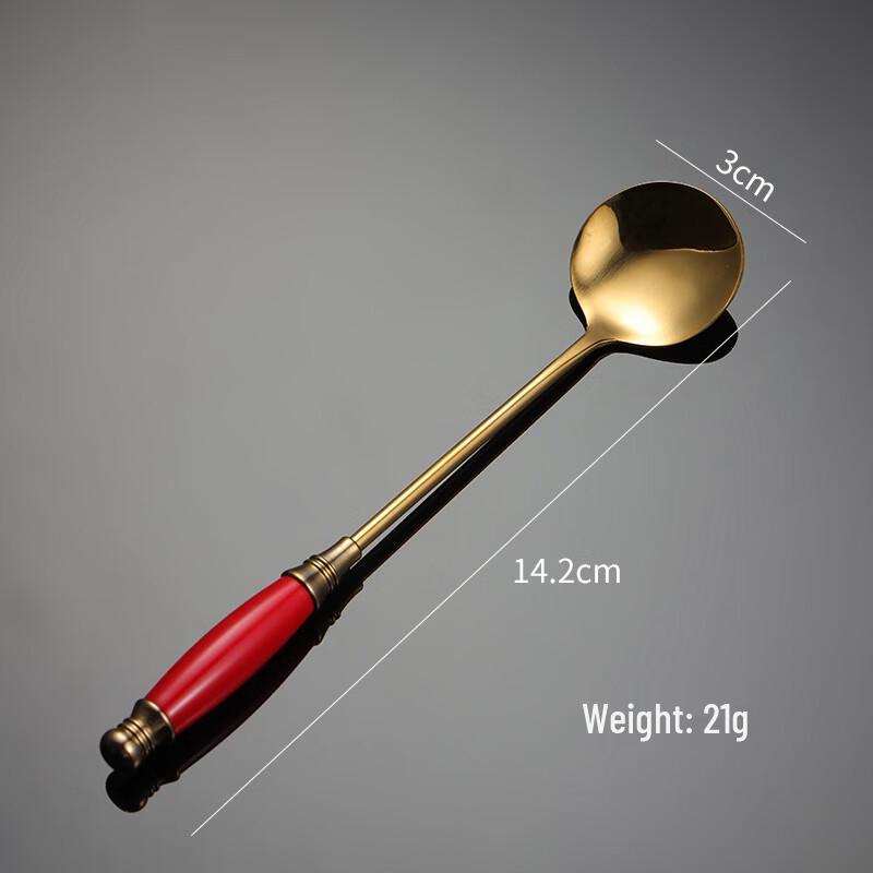 Qianxing European Retro Ceramic Handle Stainless Steel Coffee Stirring Spoons