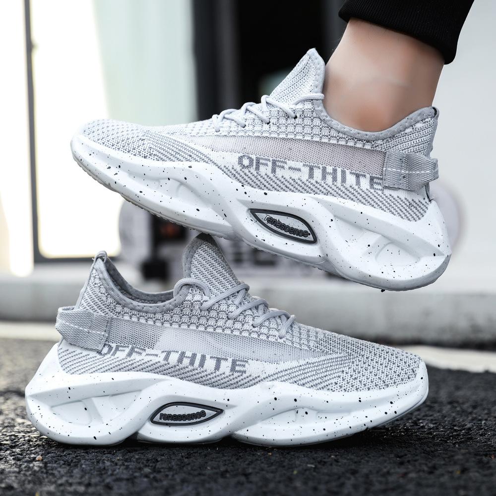 Męskie buty moda codzienne sportowe wiosna i jesień nowe męskie buty tkane na cholewce podwyższające męskie buty do biegania