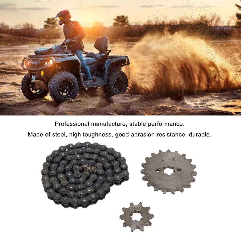 420 19T Front Engine Sprockets 10 Tooth Rear Sprocket Steel 420 Chain Kit for Off Road Bicycle ATVs