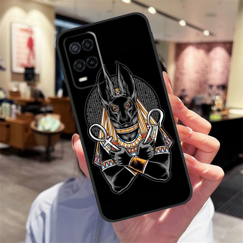 Égypte Nefertiti Anubis Ankh Étui Pour Oppo A78 A98 A79 A18 A38 A58 A40 A60 A80 A16 A76 A96 A15 A74 A94 A54 A17 A77 Coque
