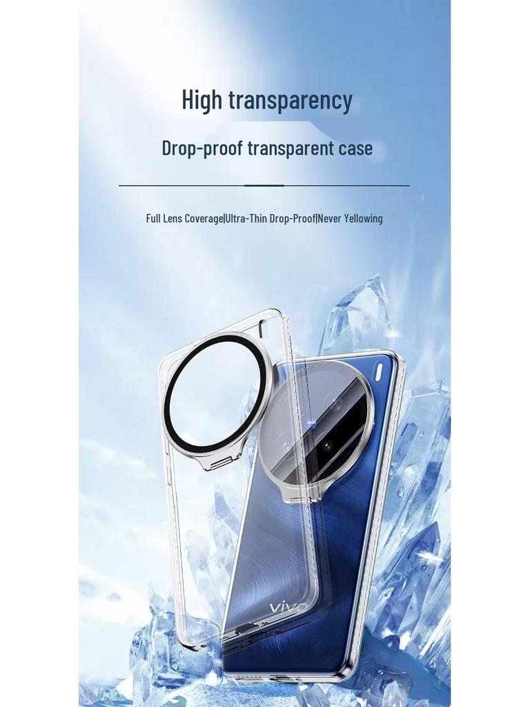 Vivo X300/X300Pro/X200Ultra Transparent Full-Coverage Stand Case