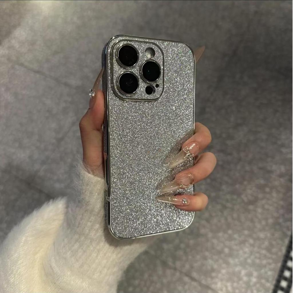 Bling Glitter Leather Case For iPhone 16 15 14 13 12 11 Pro Max Sparkling Soft Silicone Shockproof Plating Bumper Cover