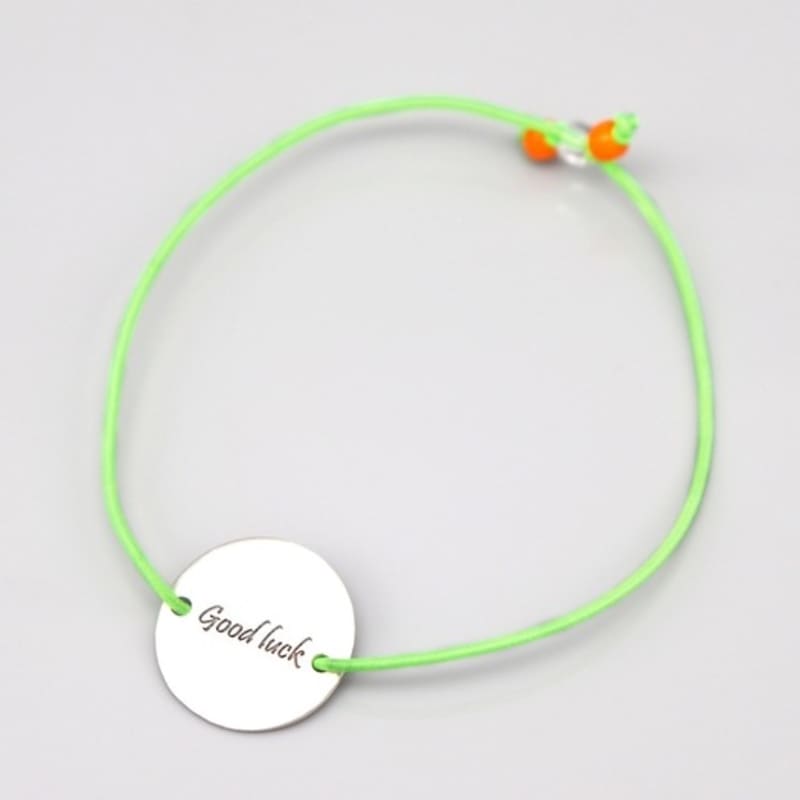 BONBEAU Engrave Silver Charm Color Band Bracelet Initial Lettering Engraved Silver Charm Color Knot Bracelet