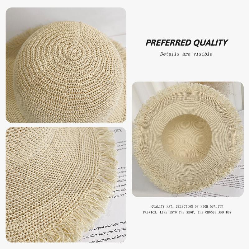 Female Fisherman Hat Summer Sunscreen Hat Vacation Wind Beach Breathable Sunshade Grass Hat