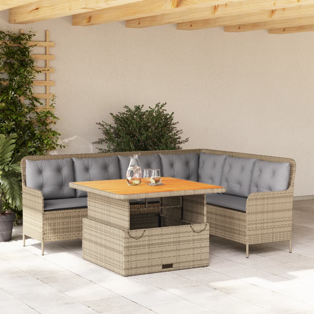 Vidaxl 2-Cz. Garden Furniture Set With Cushions, Beige, Poly Rattan