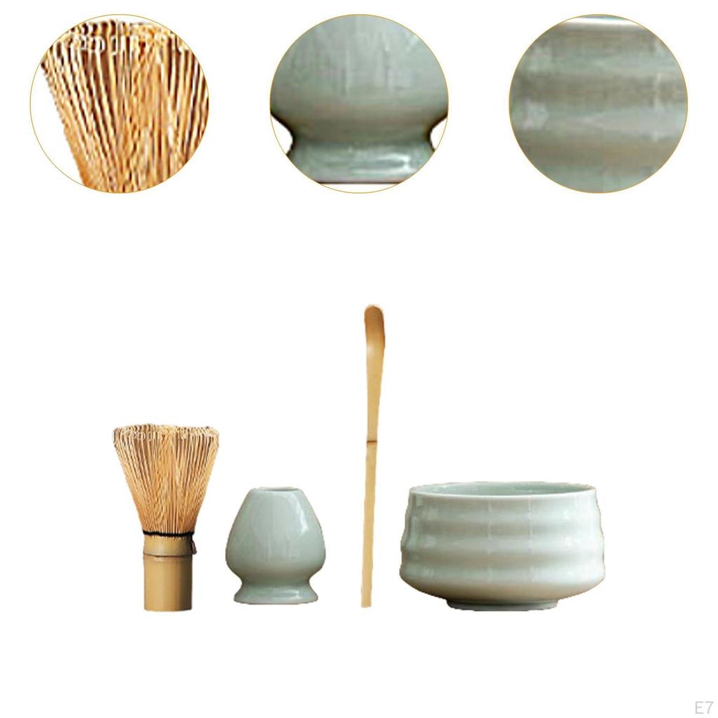 4 Pack Matcha Whisk Set, Complete Bowl Tea Making Tool Ceramic Kits,