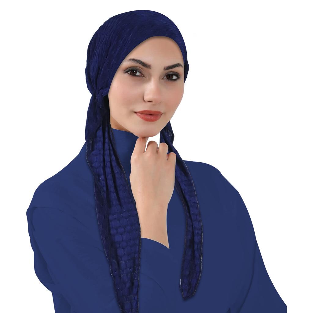Solid Color Long Tail Turban Hat for Women