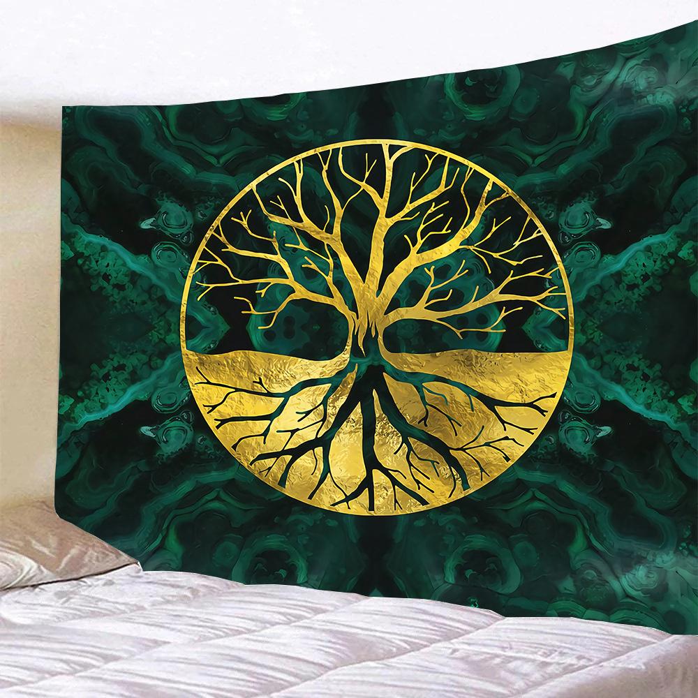 Mysterious Tree of Life Mushroom Forest Tapestry Wall Hanging Fairy Tale Bohemian Psychedelic Home Dormitory Dream Decor Sun