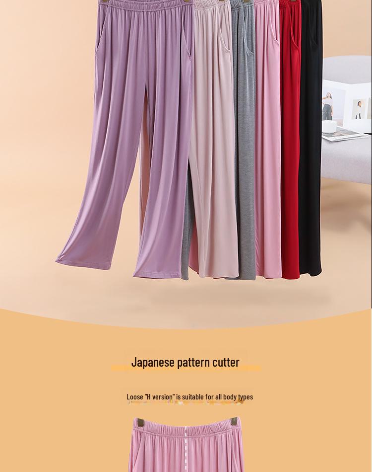 Damen Modal Locker Fallende Pyjamahose - Große Größe, Dünne Eisseide, Lässige Frühling/Sommer Hose