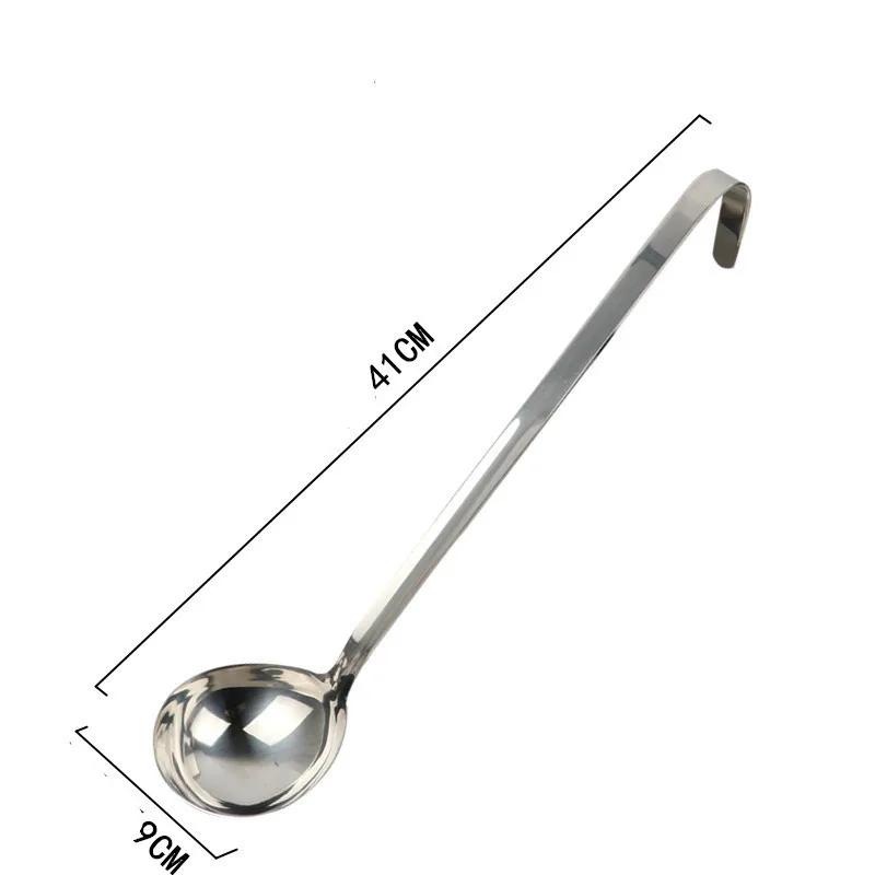 Big Long Handle Ladle Serving Stainless Steel Spoon with Hook Big Soup Scoop Buffet Creative Kitchen Cooking Utensils Tableware