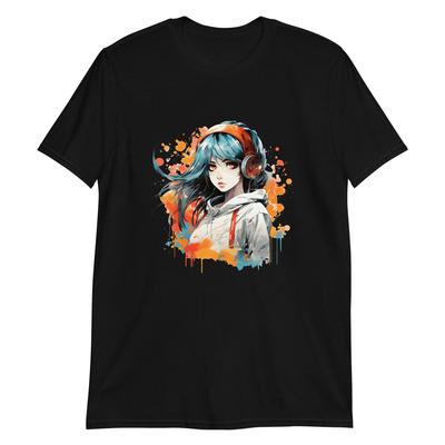 Anime-Beats: Mädchen mit Kopfhörern T-Shirt