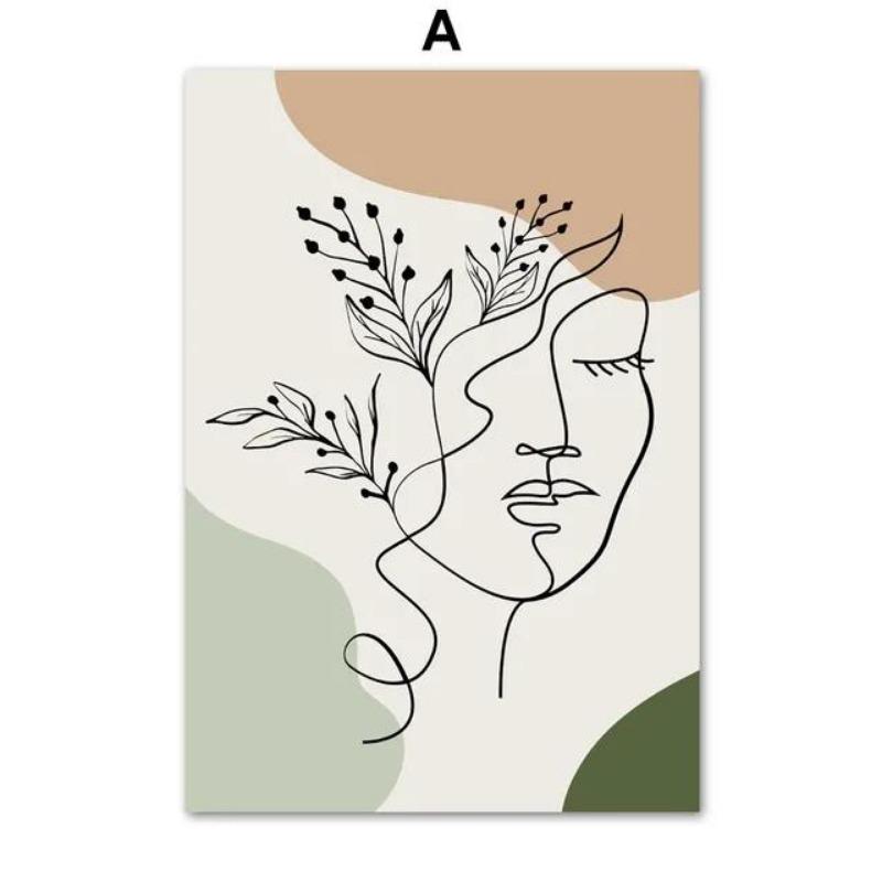 Boho Salbeigrün Pflanze Leinwandkunst Geometrisch Abstrakt Nordisch Wandposter Heimdekor Drucke