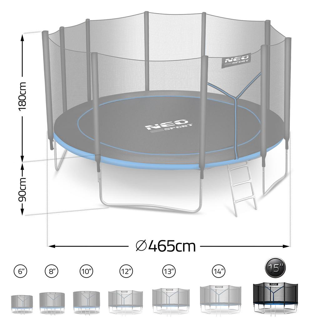 Neo-Sport Garden Trampoline 15Ft/ With Outer Net And Ladder