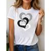 Casual Women's T-Shirt Three Hearts Graphic Print Round Neck Short Sleeve For Daily Outdoor Leisure Wear Lightweight Comfortable