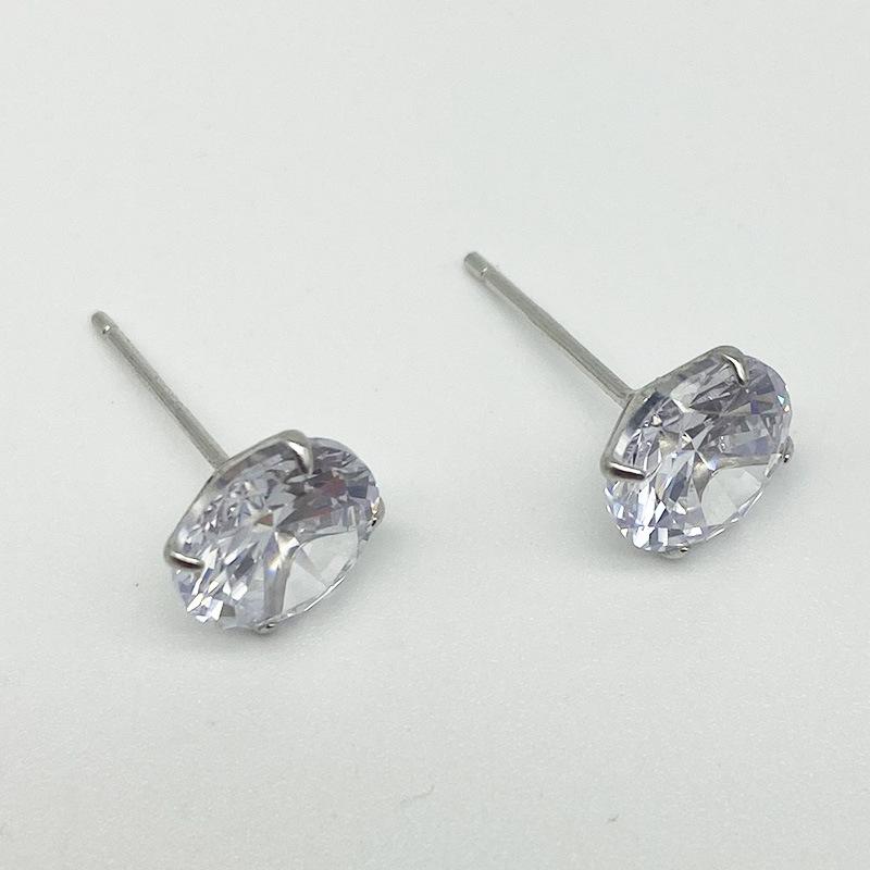 Yansheng S925 Sterling Silver Diamond Stud Earrings - Minimalist Four-Prong Design for Couples S925 Silver