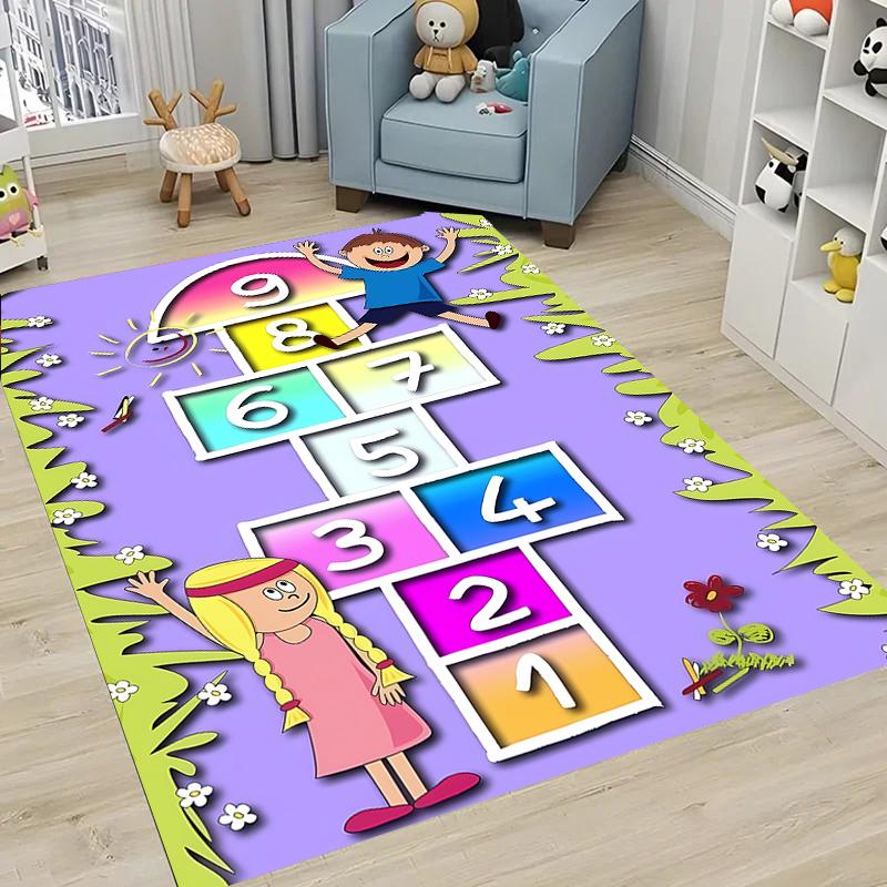 Children's Hop Count Hopscotch Early Education Carpets for Home Living Room Kids Bedroom Sofa Doormat  Floor Rugs Anti-slipDecor