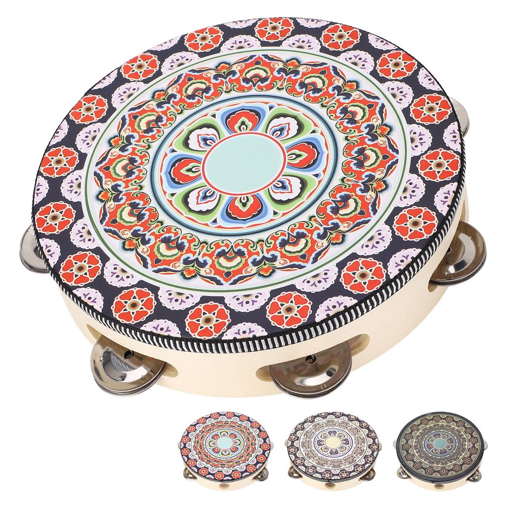 Handgehaltenes Holz-Tamburin, 8 Zoll, Jingles, musikalisches Bildungsinstrument für Erwachsene und Kinder